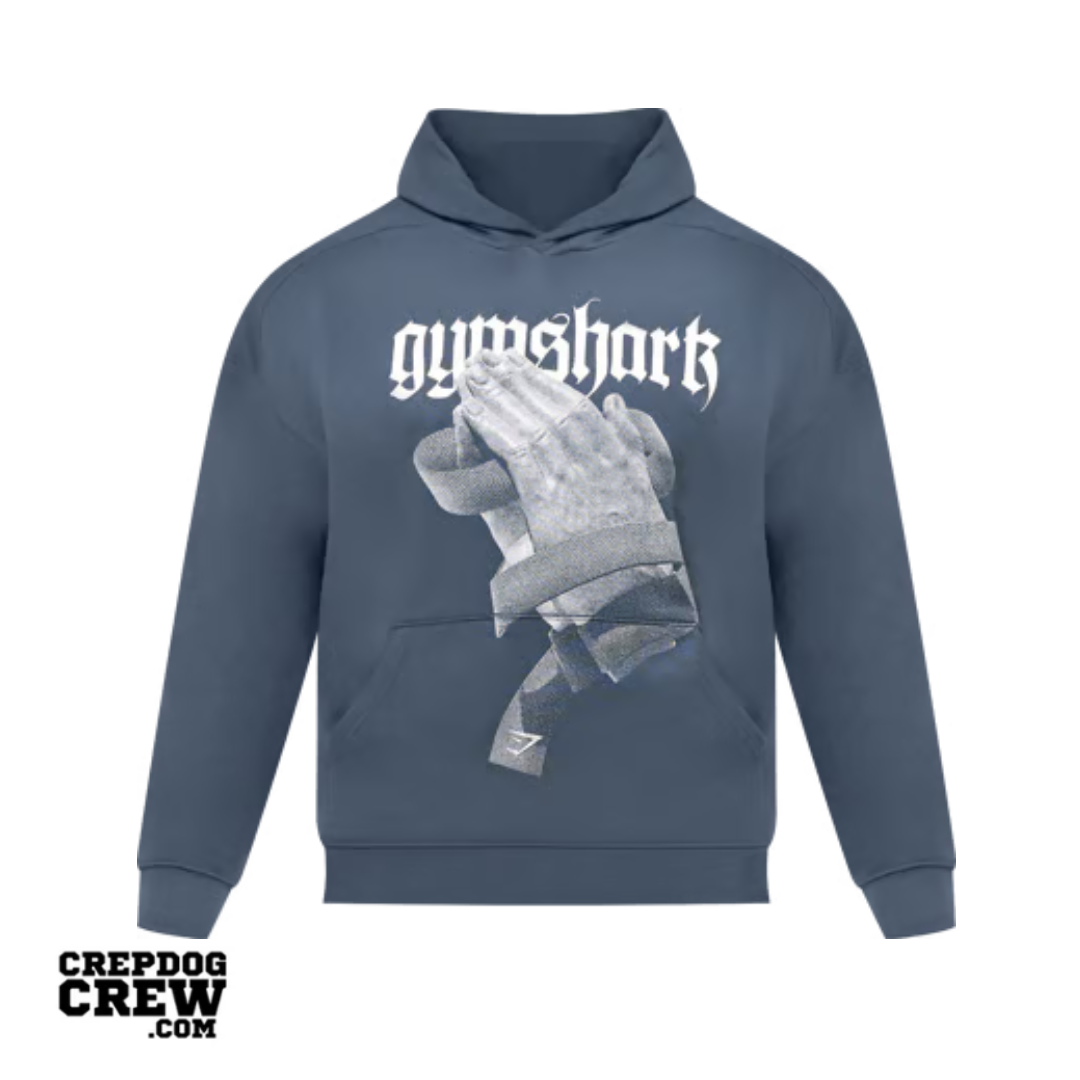 GYMSHARK Prayer Hands Hoodie Titanium Blue