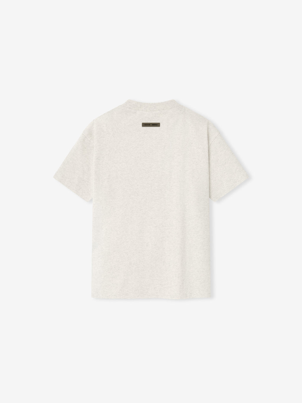Rear view of oatmeal heather Kids Embroidered Classic Short Sleeve Tee showing small label near neckline, gallery 0