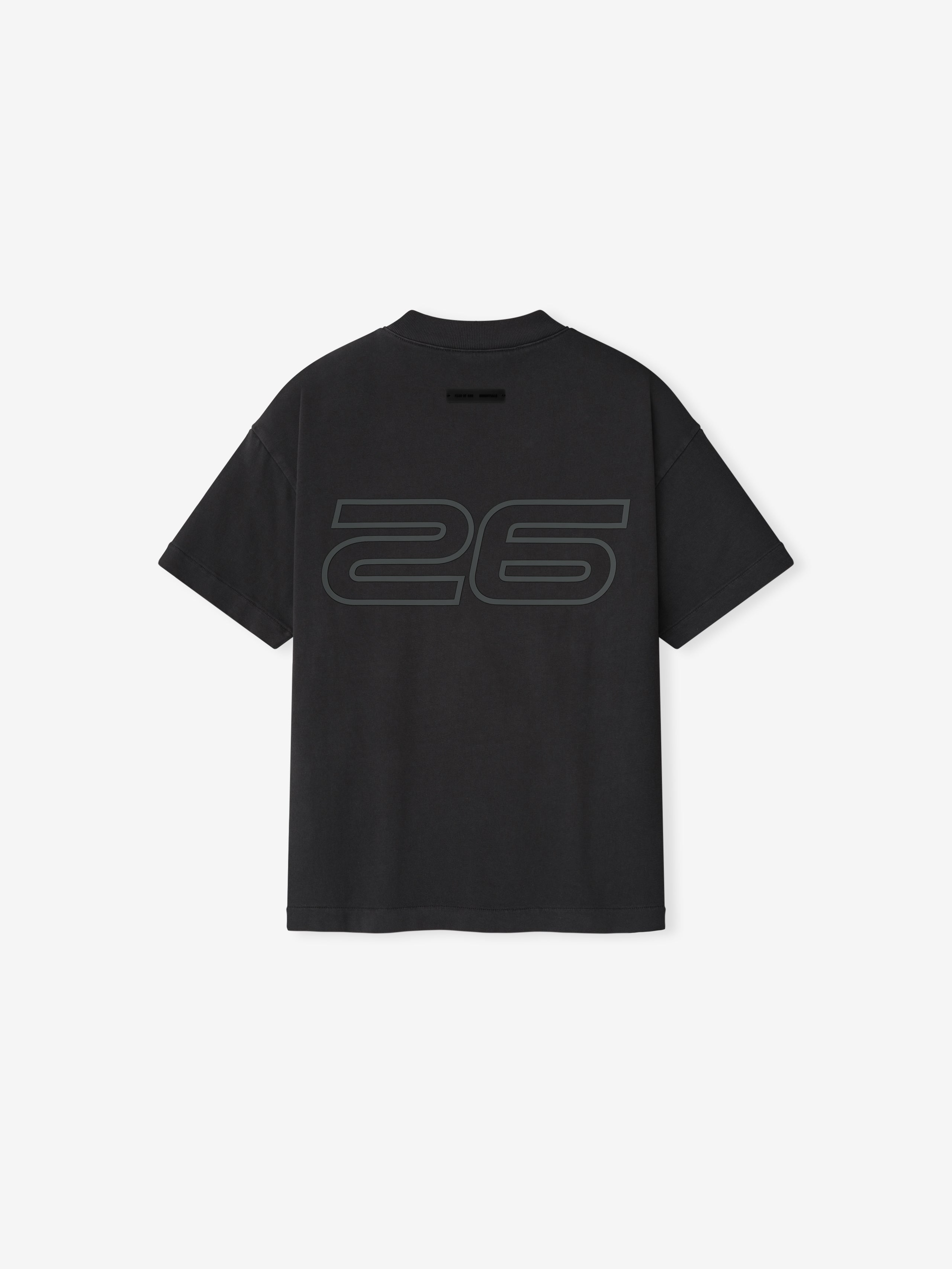 Back view of vintage black Kids Classic Short Sleeve Tee with large tonal "26" graphic, gallery position 0