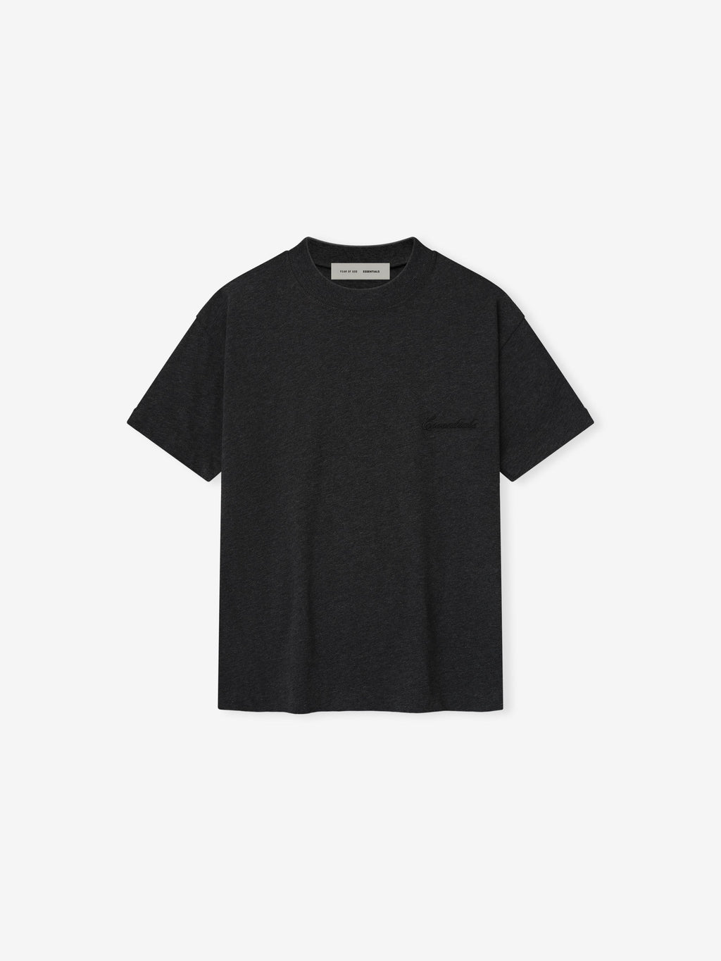 Front view of vintage black Kids Embroidered Essential Tee with subtle chest embroidery and crew neckline, gallery position 0