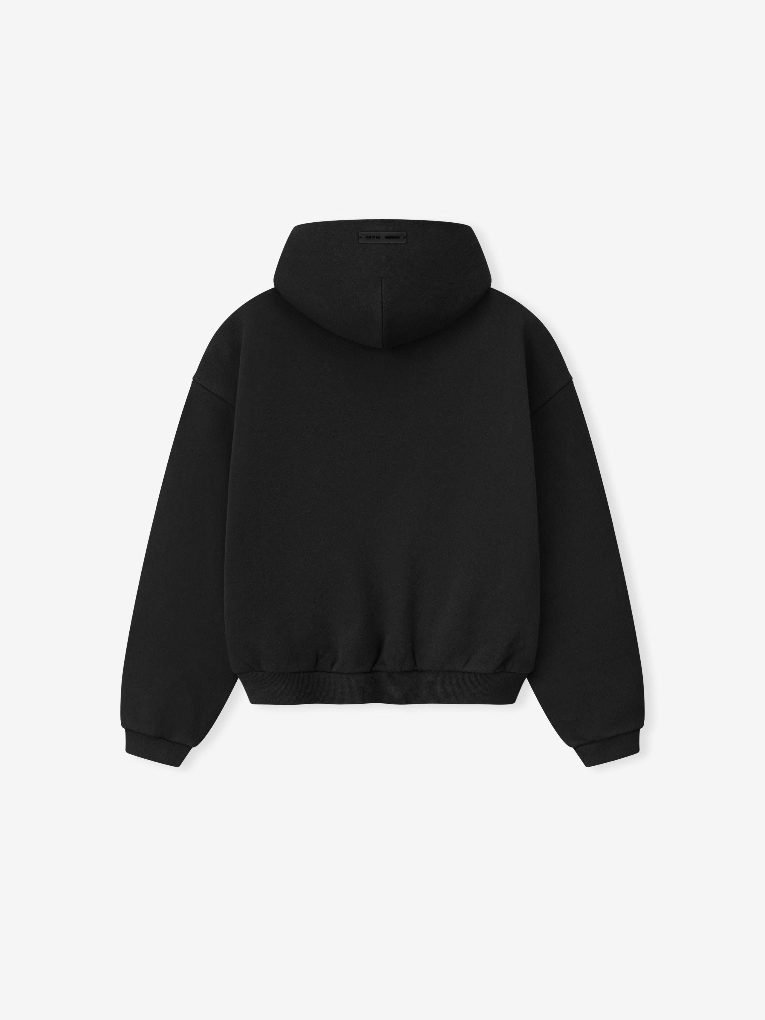 Back view of vintage black Kids Classic Hoodie showing plain design with ribbed cuffs and waistband, gallery position 0