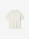 Kids Signature 90s Tee in a soft ivory fabric with a relaxed fit, featuring black cursive Essentials embroidery on the chest for a timeless casual kids' top.