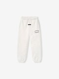off-white kids sweatpants with elastic waistband and cuffs featuring Fear of God Essentials black logo text on thigh