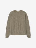 Top view flat lay of taupe Waffle Crewneck 90s Sweater showing textured knit pattern and neckline label visible