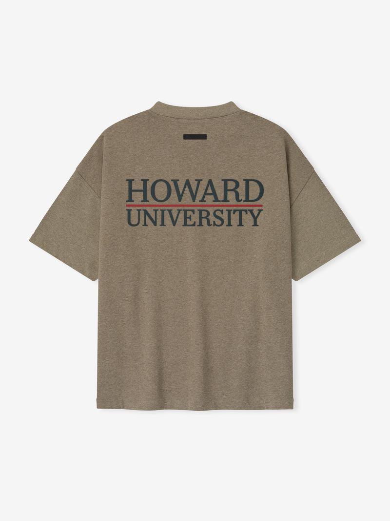 Back view of olive Howard University 90s Tee with bold dark text and red underline, file 9YGJaltQ.jpg gallery 0