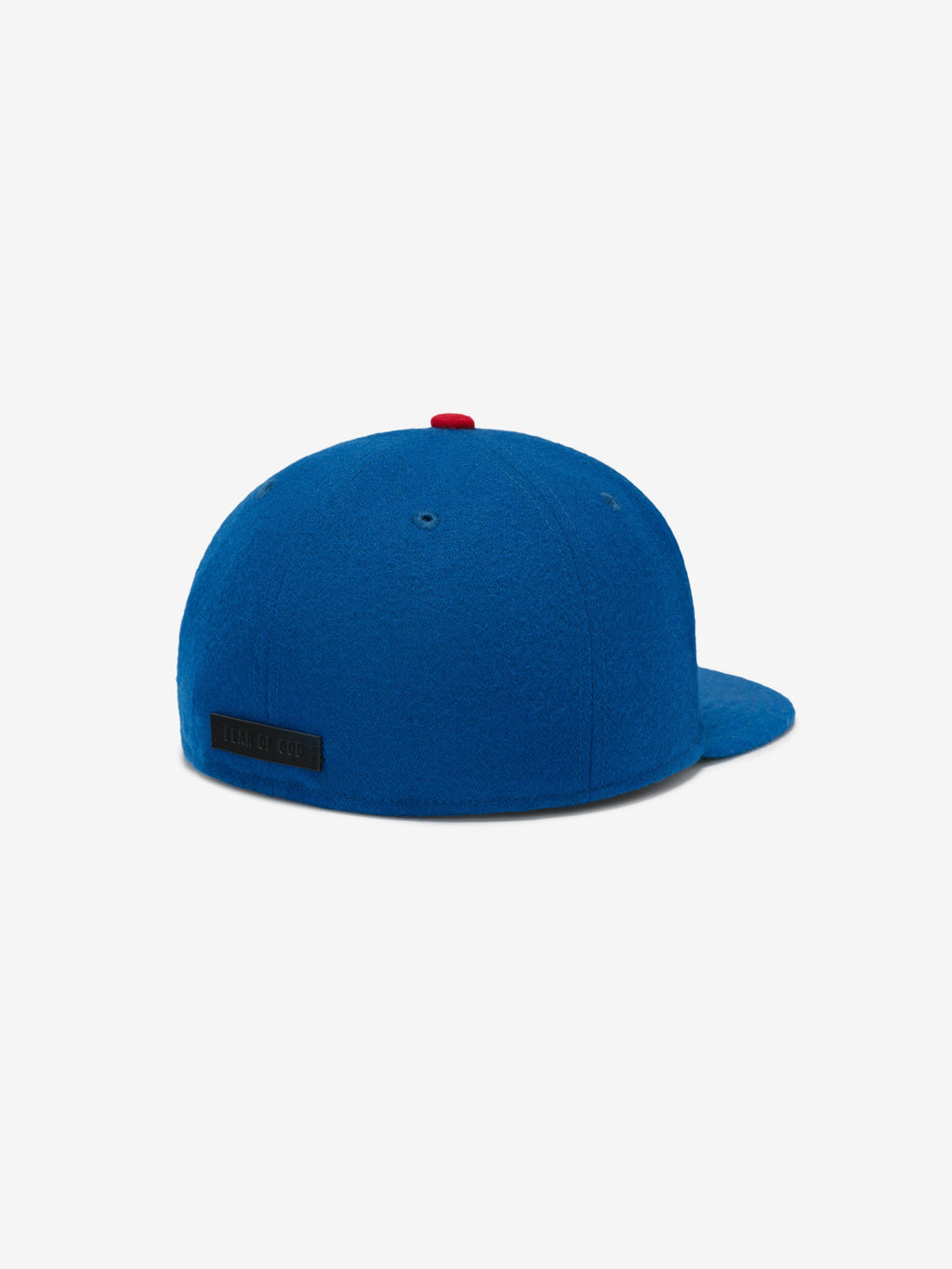 Rear angled view of royal blue Chicago Cubs Wool Retro Crown 59FIFTY fitted cap with red button top, gallery image 0