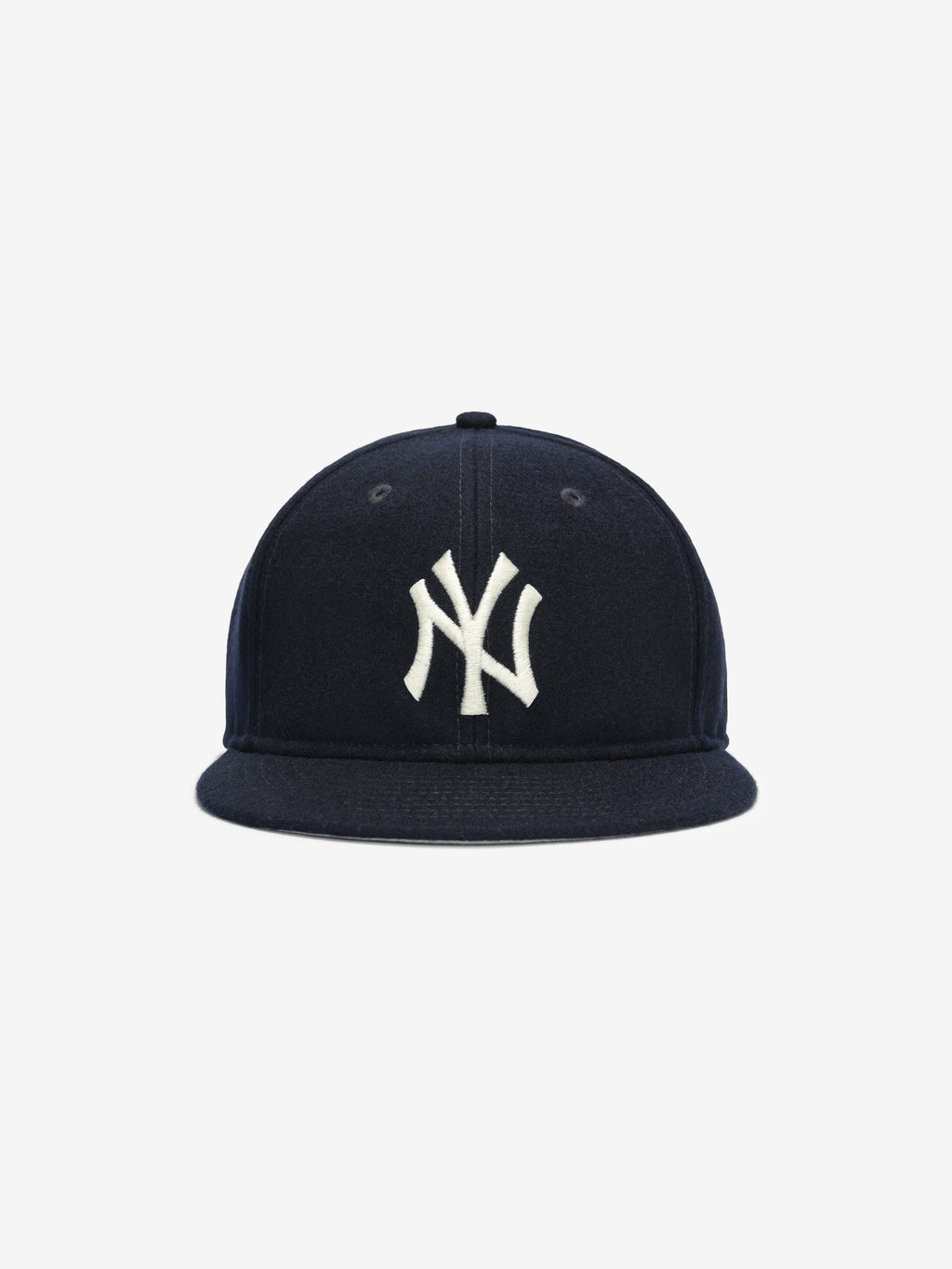 Front-facing view of navy New York Yankees Wool Retro Crown 59FIFTY fitted cap with white NY logo, gallery image 0 FOG_5950_RC_31585_NEYYAN-NVY_1.jpg