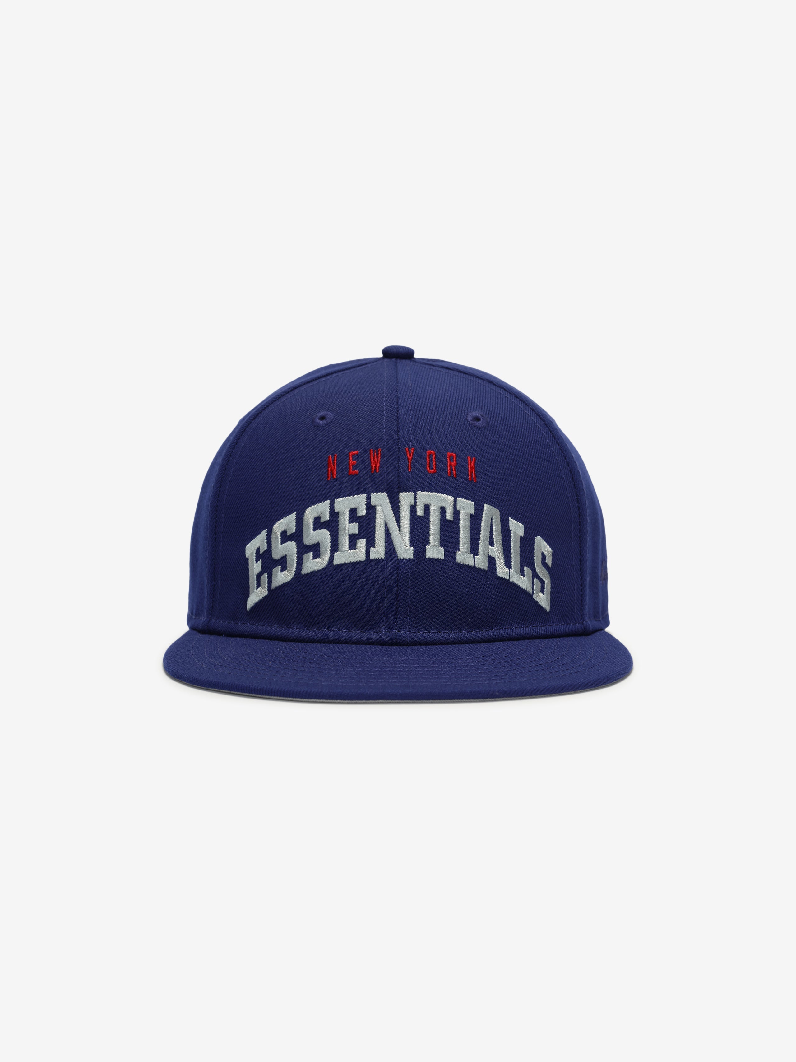 Front view of navy Giants 9Fifty RC Snapback with red New York and curved grey Essentials embroidery, gallery image 0