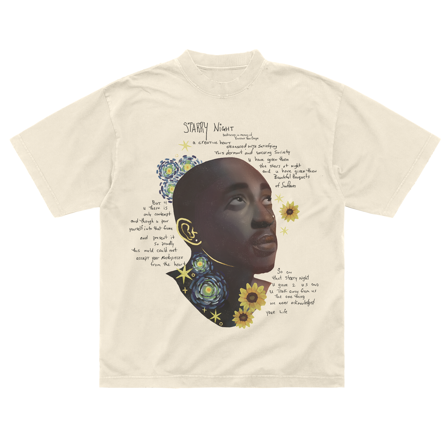 Starry Night Beige Tee Front