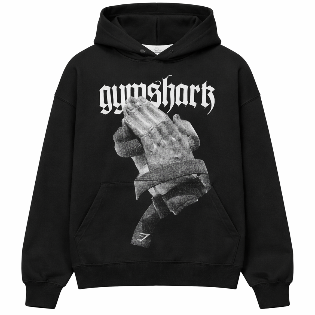 GYMSHARK Prayer Hands Hoodie Black