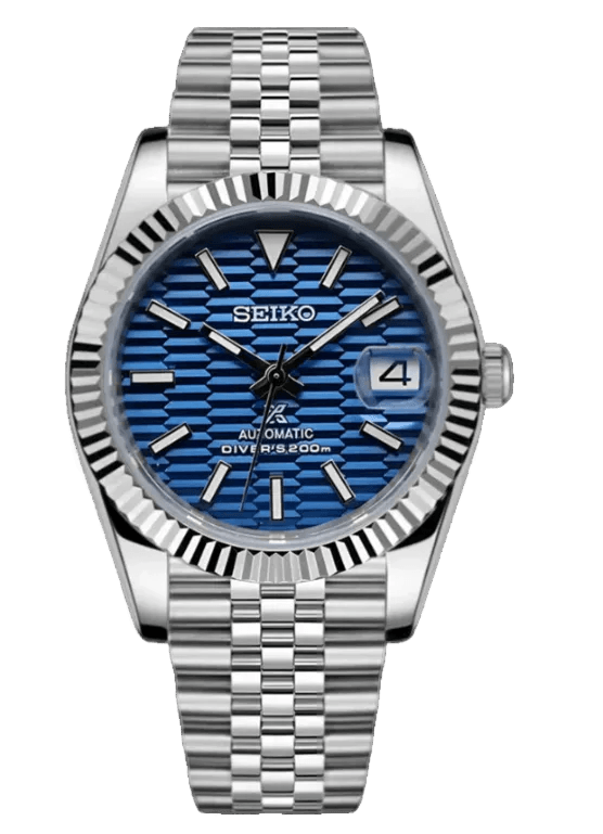 Seiko Mod Datejust Blue Fluted
