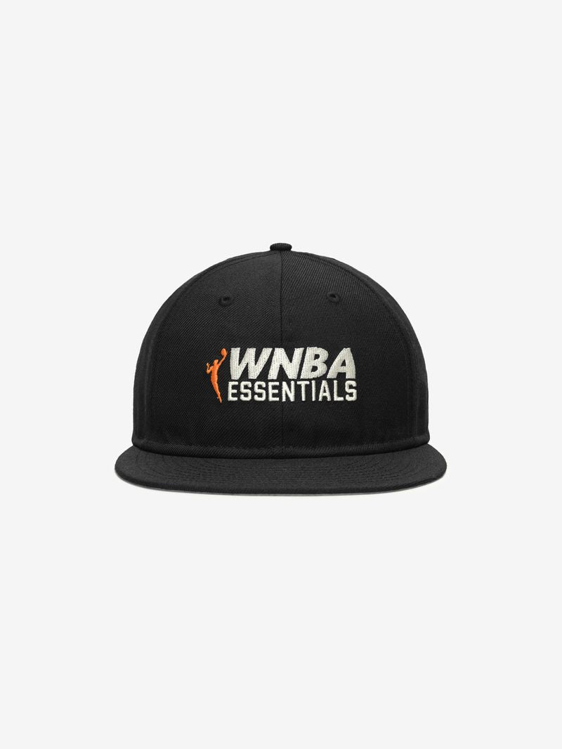 Front view of black WNBA 9Fifty RC Snapback with white and orange embroidered WNBA Essentials logo bzhzGWrA.jpg