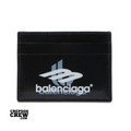 BALENCIAGA SQUARE LEATHER CARD HOLDER BLACK