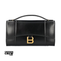 BALENCIAGA HOURGLASS CLUTCH BAG	BLACK