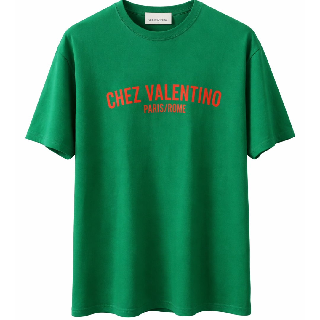 VALENTINO CHEZ PRINT TEE GREEN