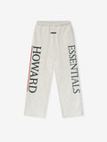 Cream Howard University Lounge Sweatpant with black "HOWARD ESSENTIALS" text on each leg and subtle red vertical stripe, file s31TjPsQ.jpg